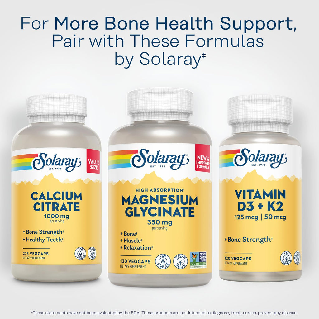 SOLARAY Magnesium Glycinate Capsules – Chelated Bisglycinate with BioPerine (Vegan, 120 VegCaps)