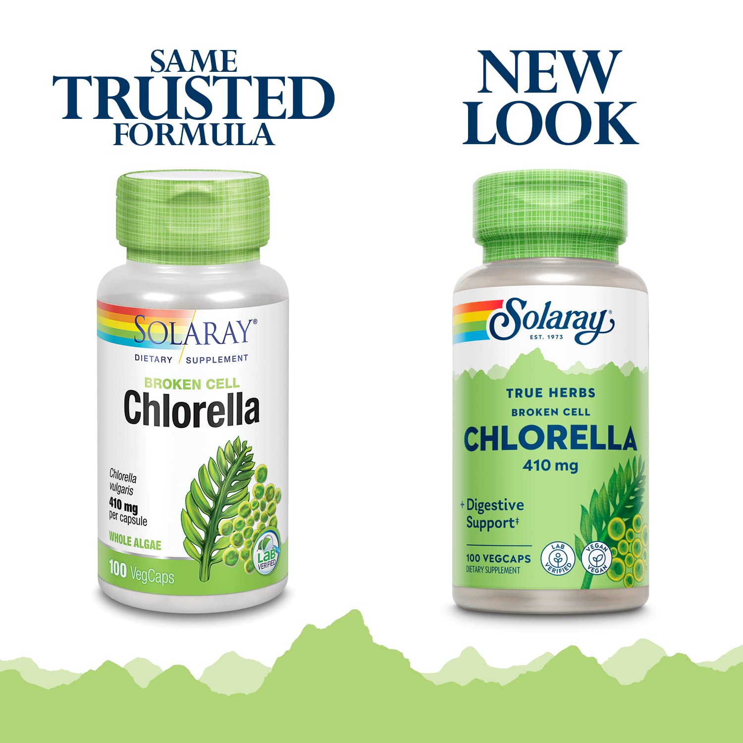 SOLARAY Broken Cell Chlorella 410 mg – 100 VegCaps | Non-GMO Superfood