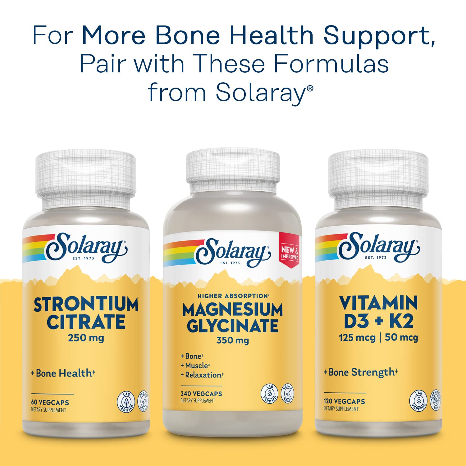 Solaray Calcium Bisglycinate 1000mg with Vitamin D-3 | Chelated Calcium for Strong Bones