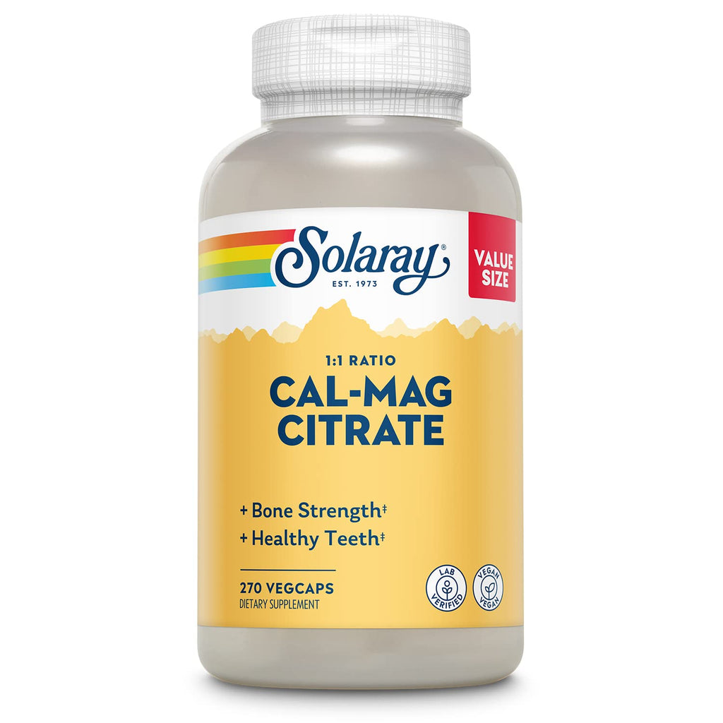 Solaray Calcium Magnesium Citrate 1000mg 1:1 | Bone, Muscle & Nerve Health | 270 VegCaps
