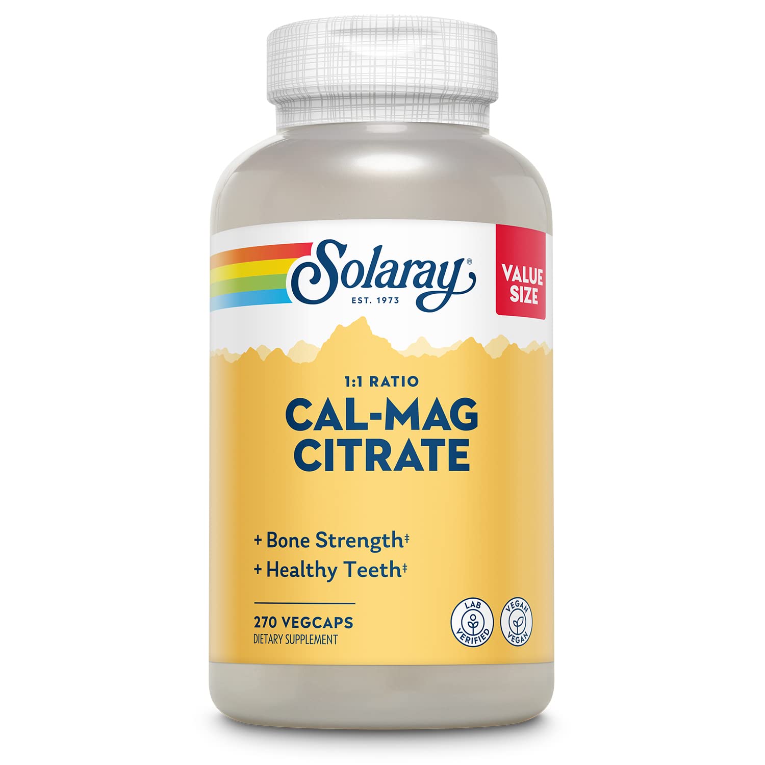 Solaray Calcium Magnesium Citrate 1000mg 1:1 | Bone, Muscle & Nerve Health | 270 VegCaps