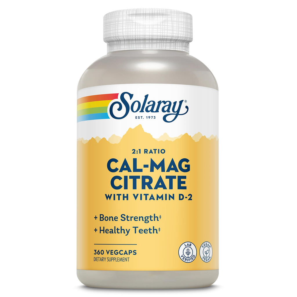 Solaray Calcium Magnesium Citrate 2:1 with Vitamin D2 | Bone, Muscle & Nerve Support | 360 VegCaps