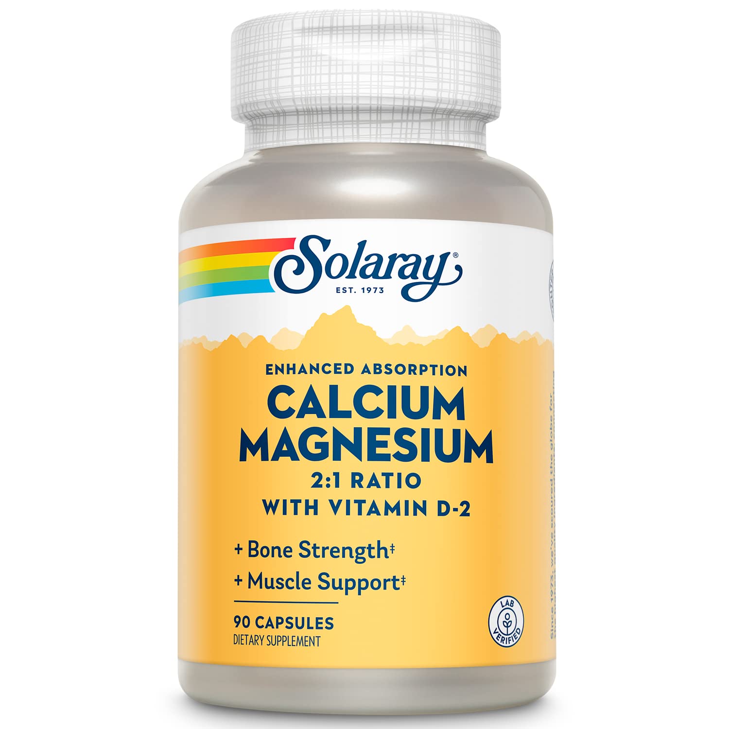 Solaray Calcium & Magnesium with D2 Amino Acid Chelate 2:1 – Capsule 90 Count
