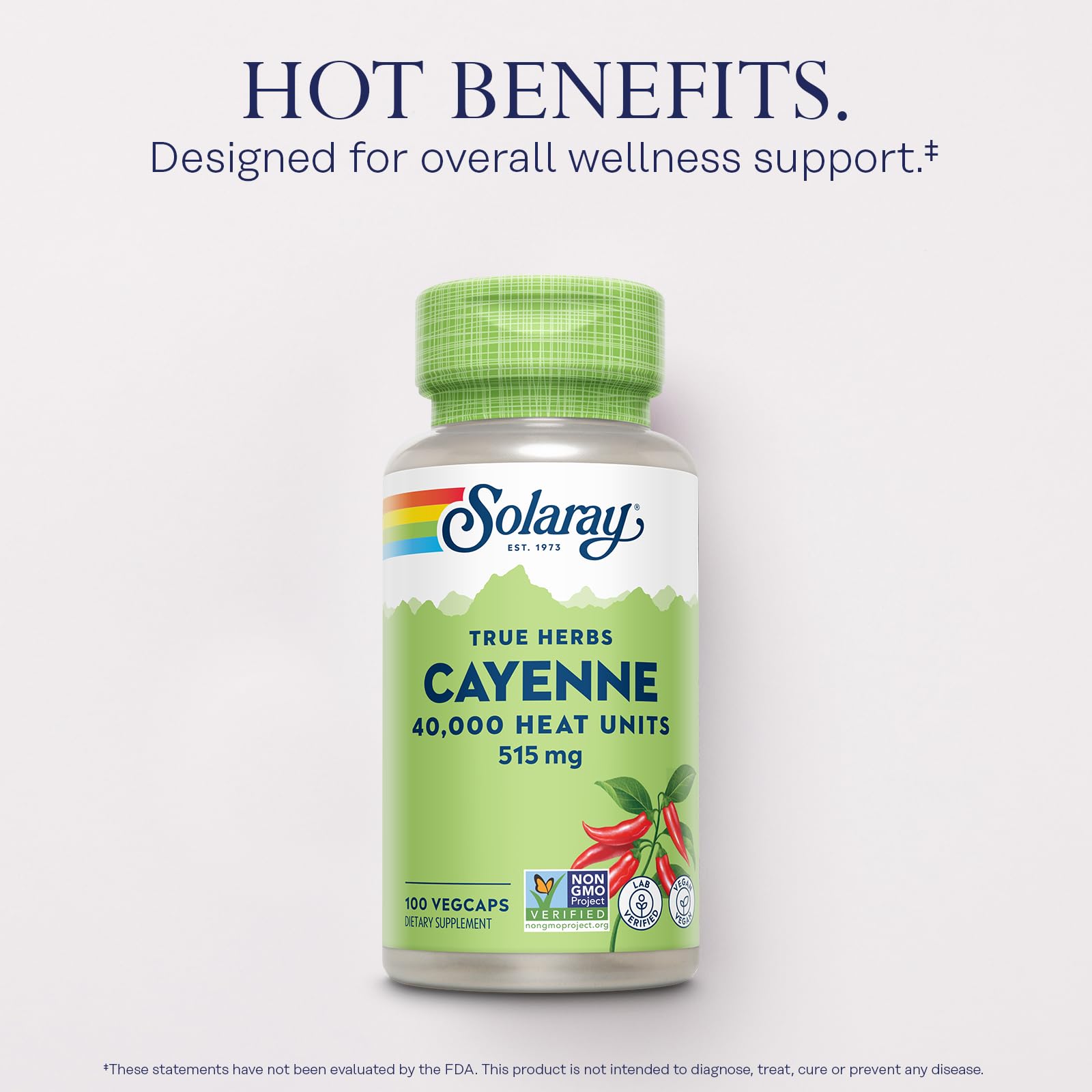 SOLARAY Cayenne Pepper Capsules with Capsaicin – 40,000 SHU per VegCap | Vegan, Non-GMO, Gluten-Free