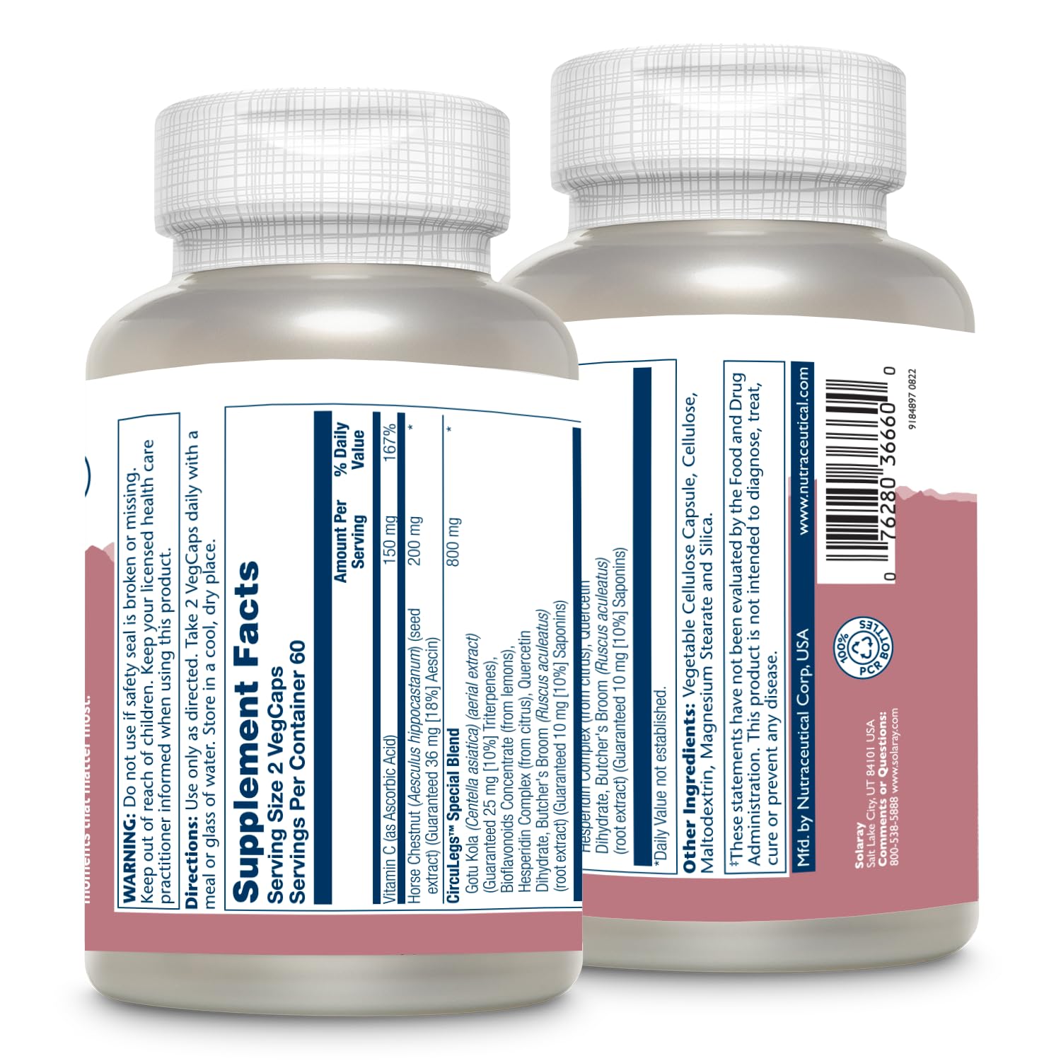 SOLARAY CircuLegs – Vein Support with Horse Chestnut, Gotu Kola & Butcher's Broom