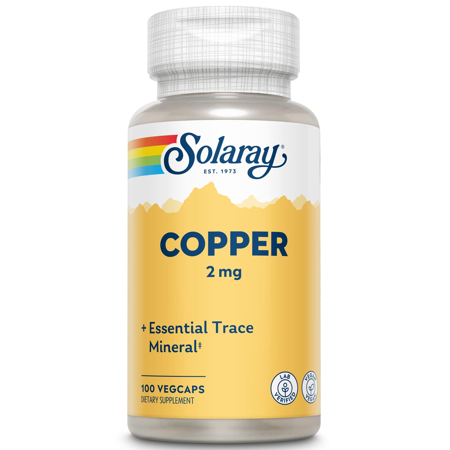 Solaray Copper 2 mg | Immune & Nerve Support | Red Blood Cell Formation | Non-GMO | 100ct