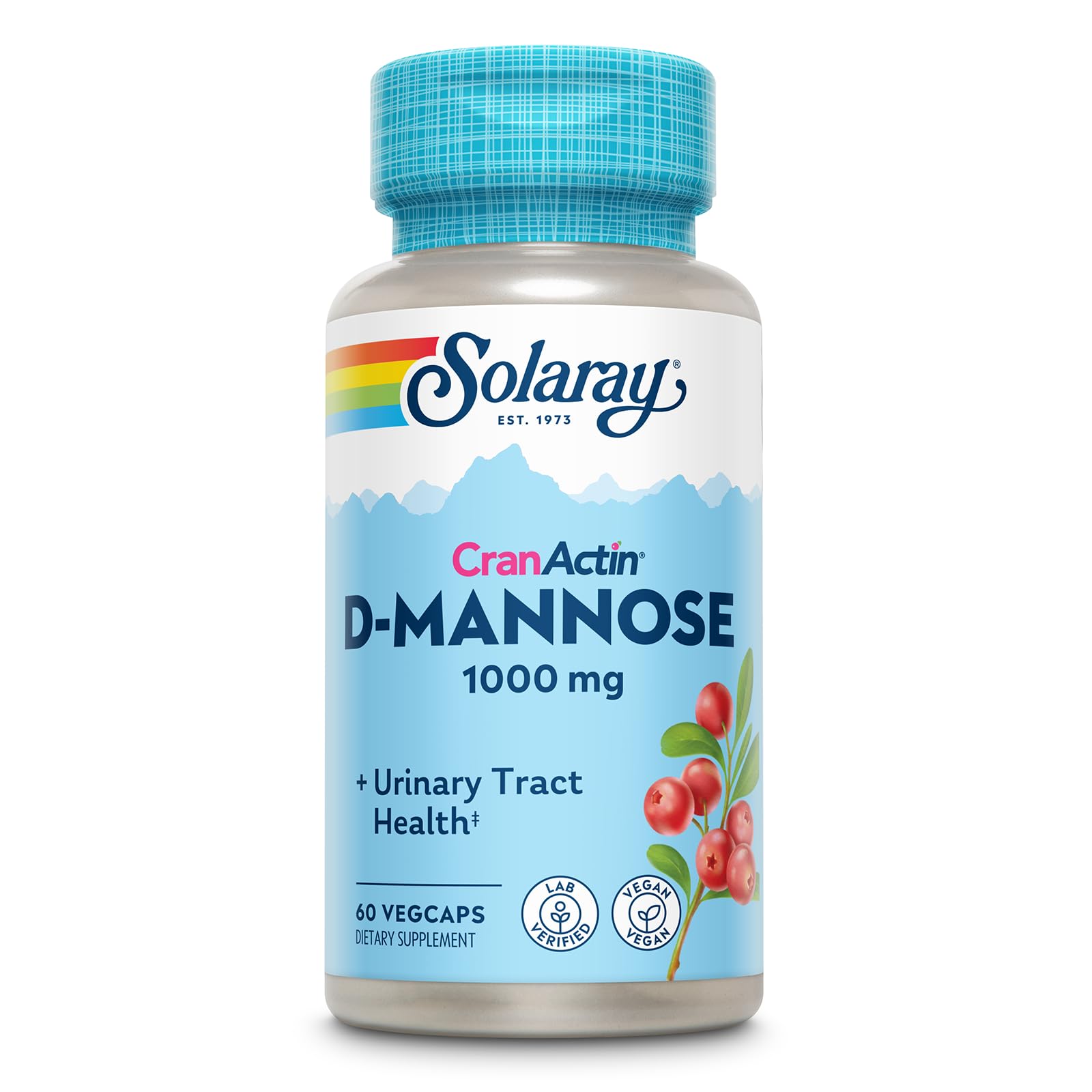 Solaray D-Mannose 1000mg with CranActin Cranberry | UTI Support (Vegan)