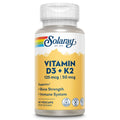 SOLARAY Vitamin D3 K2 - Bone Health & Immune Support | 5000 IU D3, 50 mcg MK-7, Soy-Free, 60 VegCaps, 60-Day Guarantee