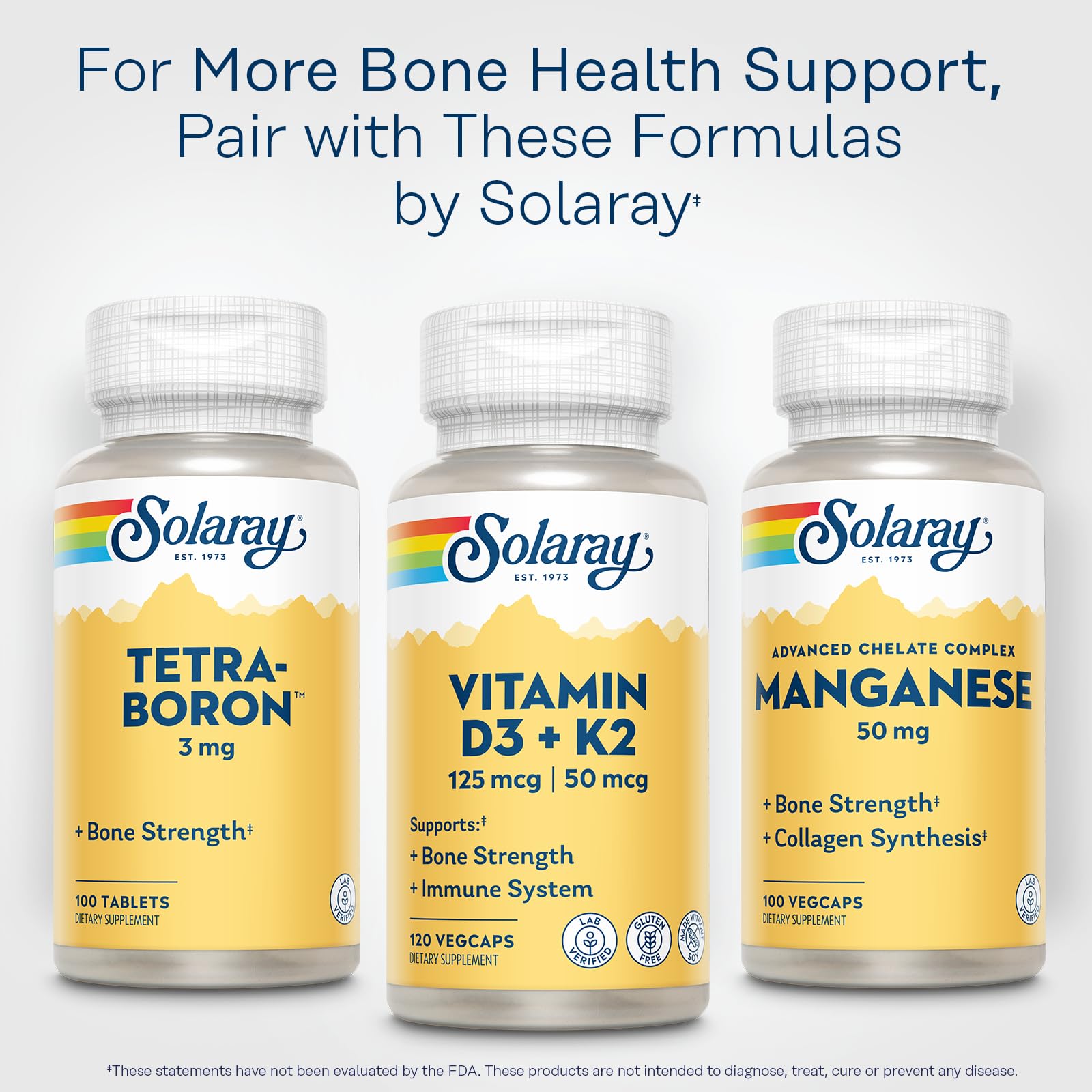 SOLARAY Vitamin D3 K2 – 5000 IU D3, 50 mcg MK7 | Bone Health & Immune Support
