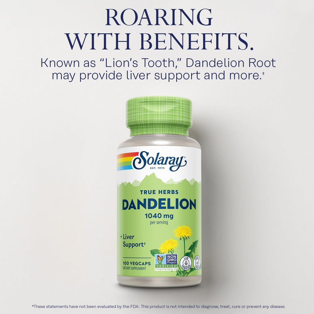 SOLARAY Dandelion Root Supplement – 1,040 mg/Serving | Kidney & Liver Support | Vegan & Lab Verified
