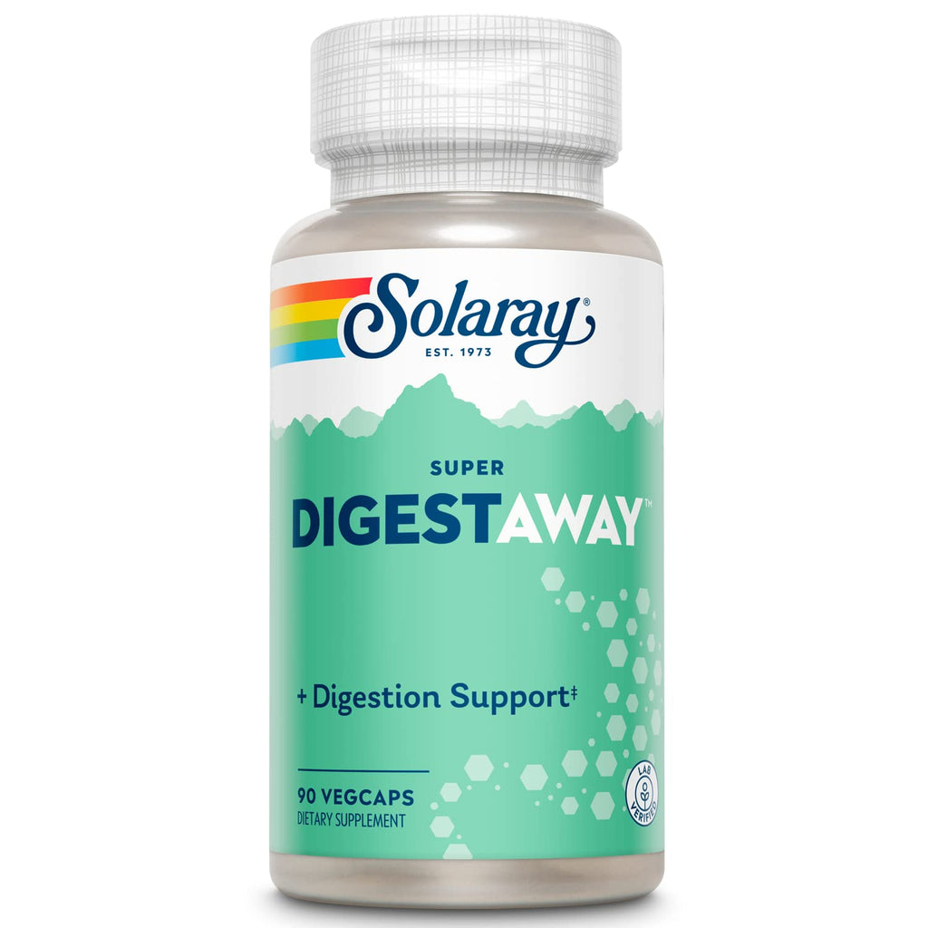 SOLARAY Super Digestaway Digestive Enzymes - Pancreatin, Papain & Ginger | Lab Verified | 90 VegCaps