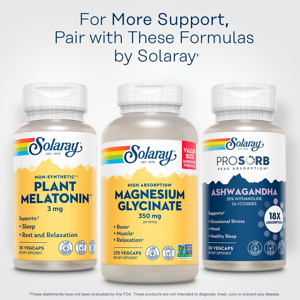 Solaray Plant Melatonin 3 mg with Somato – Tomato-Derived Sleep Aid, Vegan, Gluten Free | 30 Servings