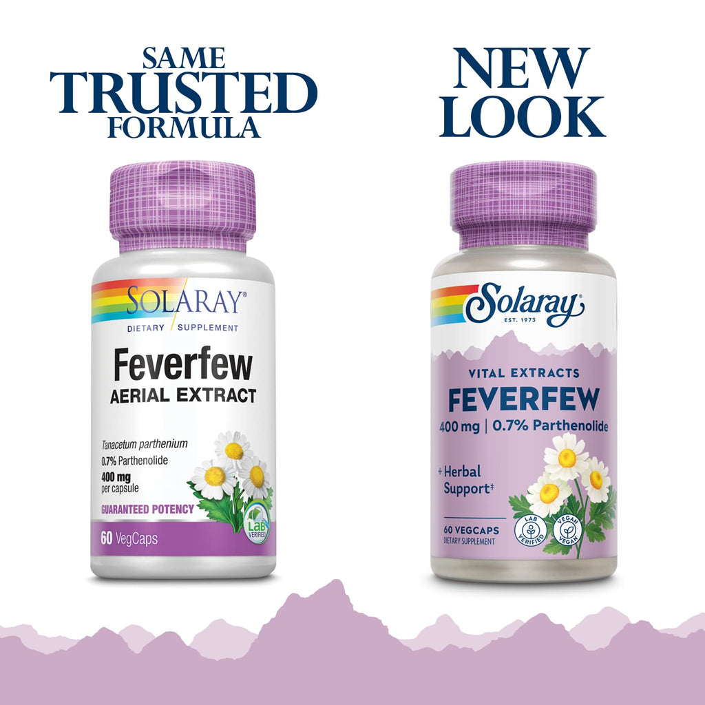SOLARAY Feverfew Extract 400 mg | Healthy Circulation & Blood Vessels, Head Comfort Support | Non-GMO | 60 VegCaps