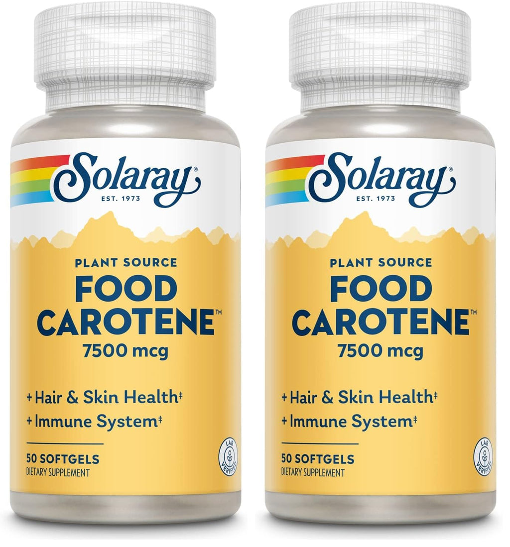 SOLARAY Food Carotene 25000IU Beta Carotene | Healthy Skin & Eyes, Immune Support | 50ct (Pack of 2)