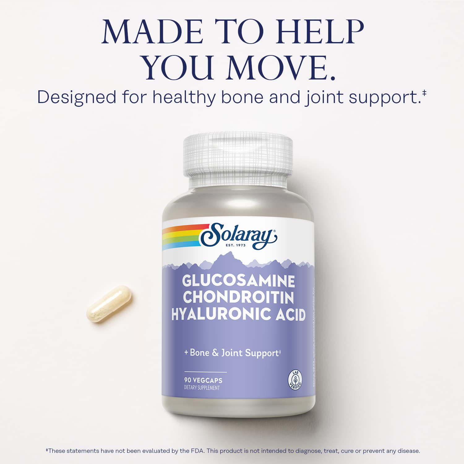 SOLARAY Glucosamine Chondroitin Hyaluronic Acid 1500/1000/20mg – 90 Capsules