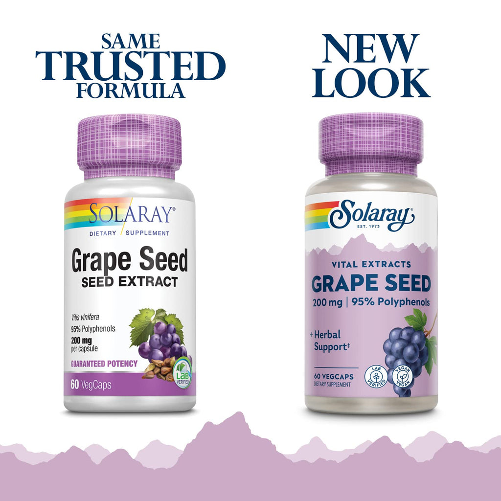 SOLARAY Grape Seed Extract 200 mg + Bioflavonoid Complex | Heart Health Support | 60 VegCaps