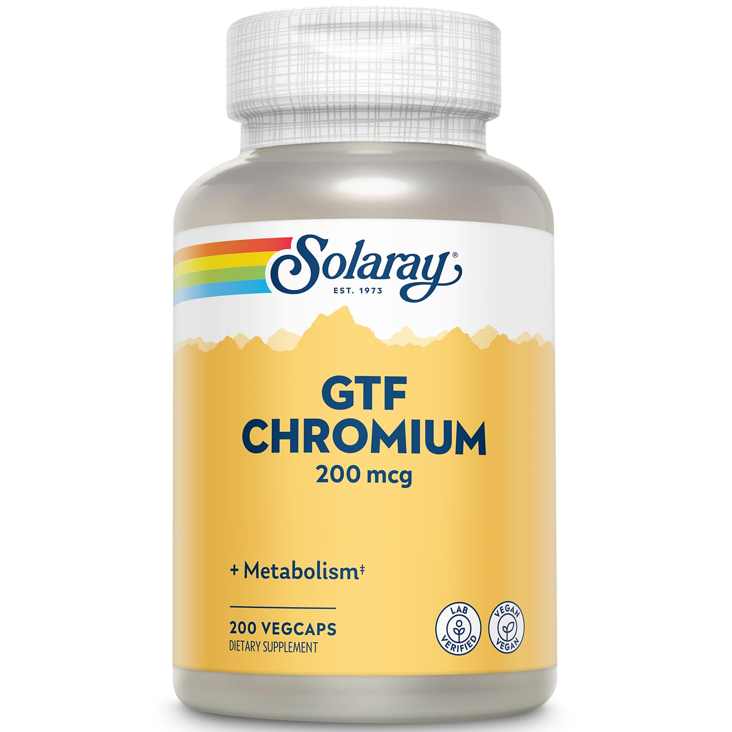 Solaray GTF Chromium 200mcg – Pure Chromium GTF Supplement (200 Vegan Capsules)