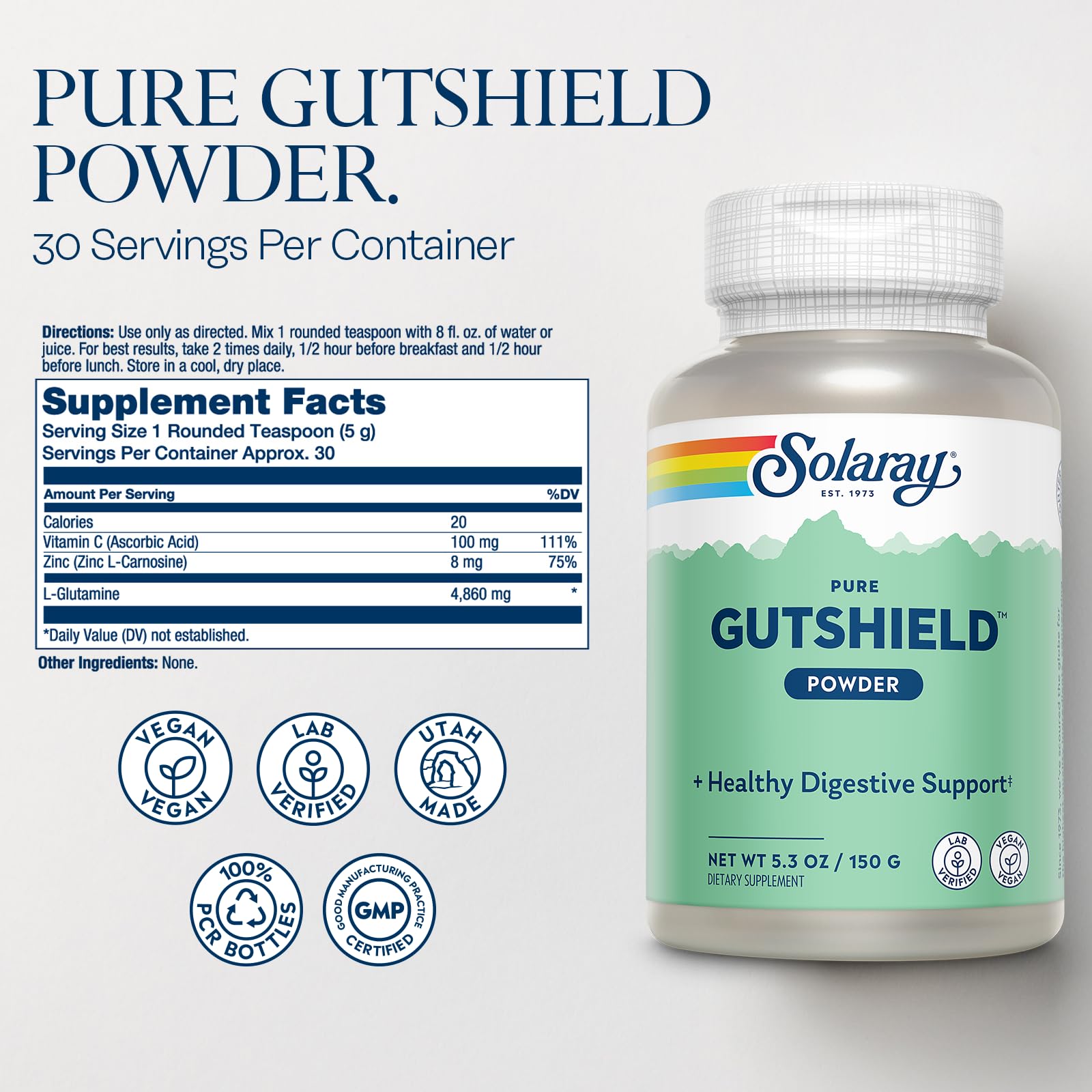 SOLARAY Gutshield Powder 150 Gram - Gut Health & Immune Support