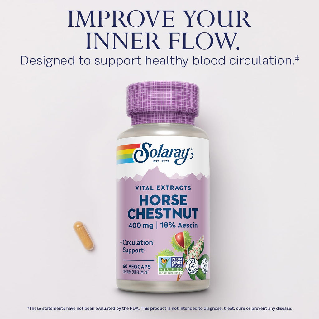 Solaray Horse Chestnut Extract 400 mg – 72 mg Aescin, 55 mg Butcher's Broom | Vein Health