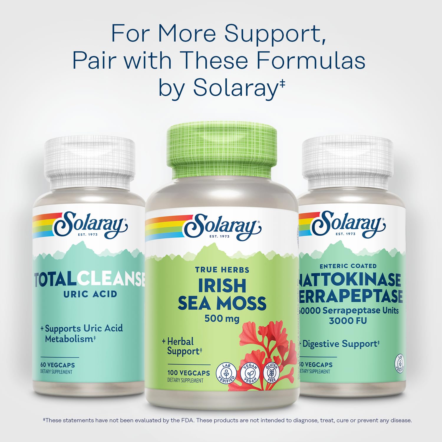 Solaray Irish Sea Moss 500 mg – Vegan, Gluten Free, Lab Verified | 60 Day Guarantee | 100 Servings, 100 VegCaps
