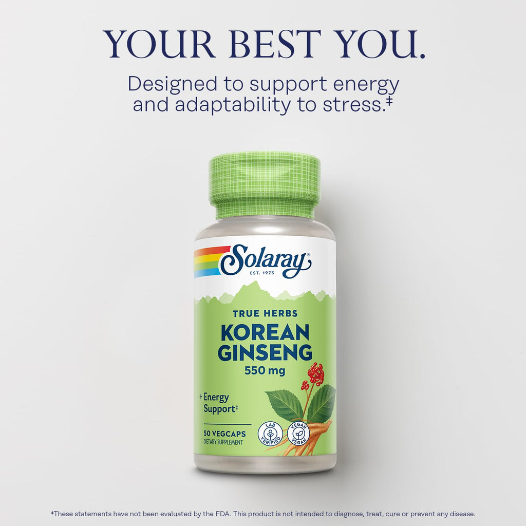 Solaray Korean Ginseng 550 mg - Stress & Energy | Non-GMO, Vegan