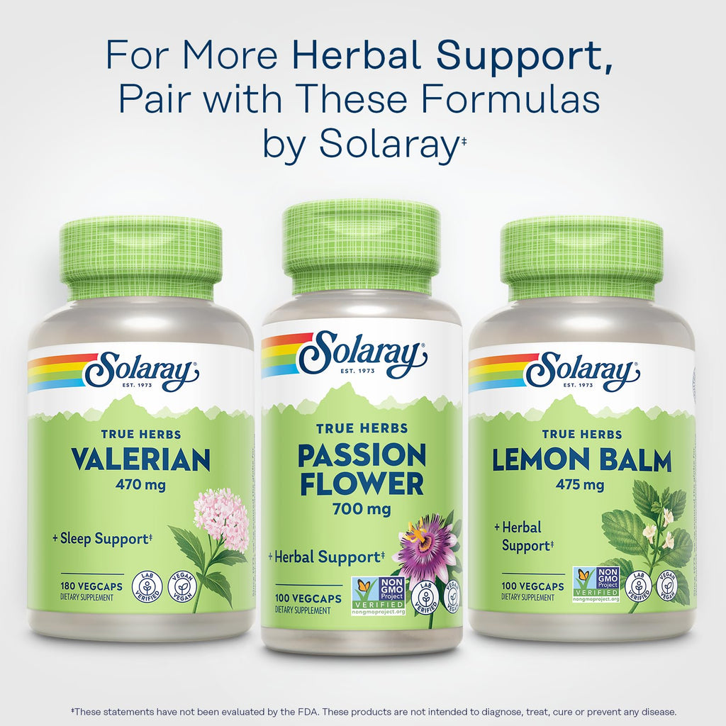 Solaray Passion Flower 700 mg Whole Aerial – 2-Pack, Vegan, Non-GMO, Lab Verified