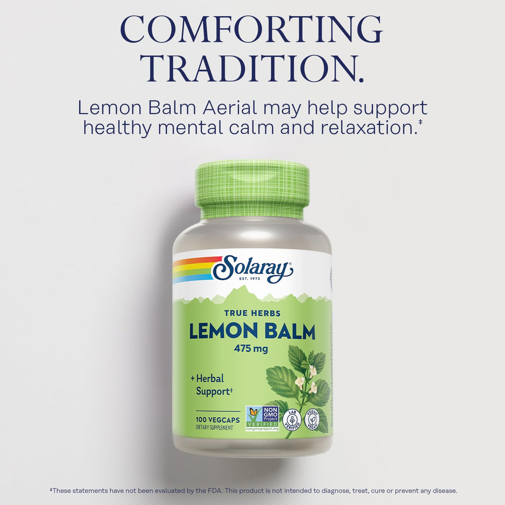 SOLARAY Lemon Balm Aerial 475 mg – Mental Calm, Relaxation & Rest Support