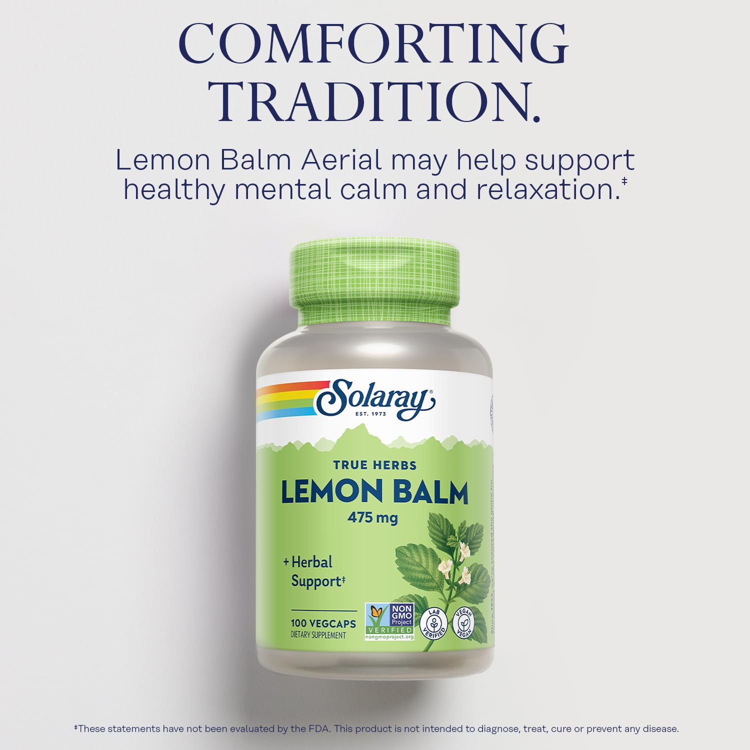 SOLARAY Lemon Balm Aerial 475 mg – Mental Calm, Relaxation & Rest Support