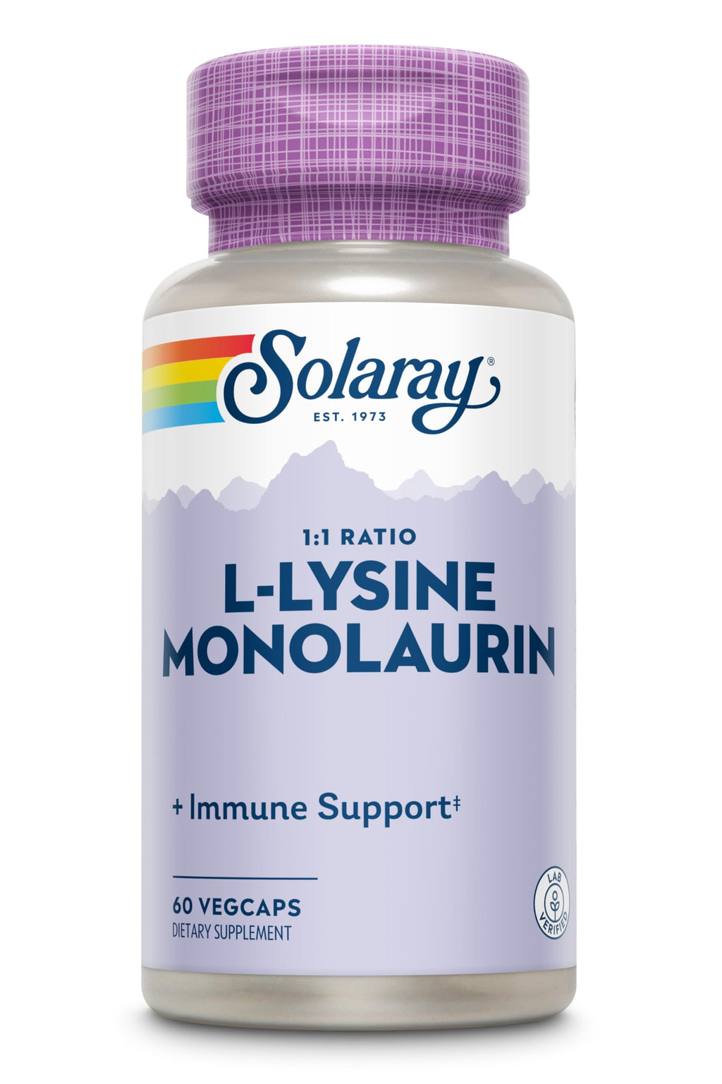 Solaray L-Lysine Monolaurin Immune Support – 500 mg, 60 VegCaps, 30 Servings