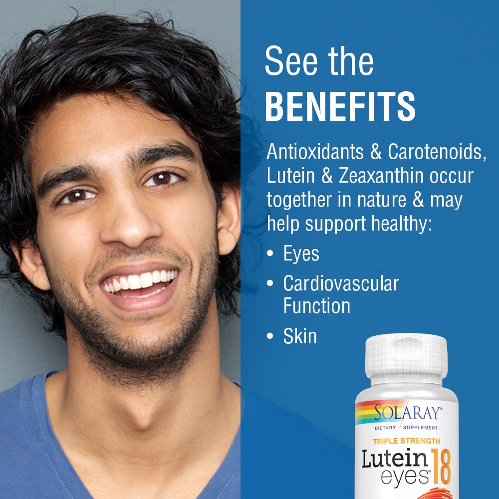 SOLARAY Triple Strength Lutein Eyes 18 mg | Eye & Macular Health Support | Non-GMO (60 CT)