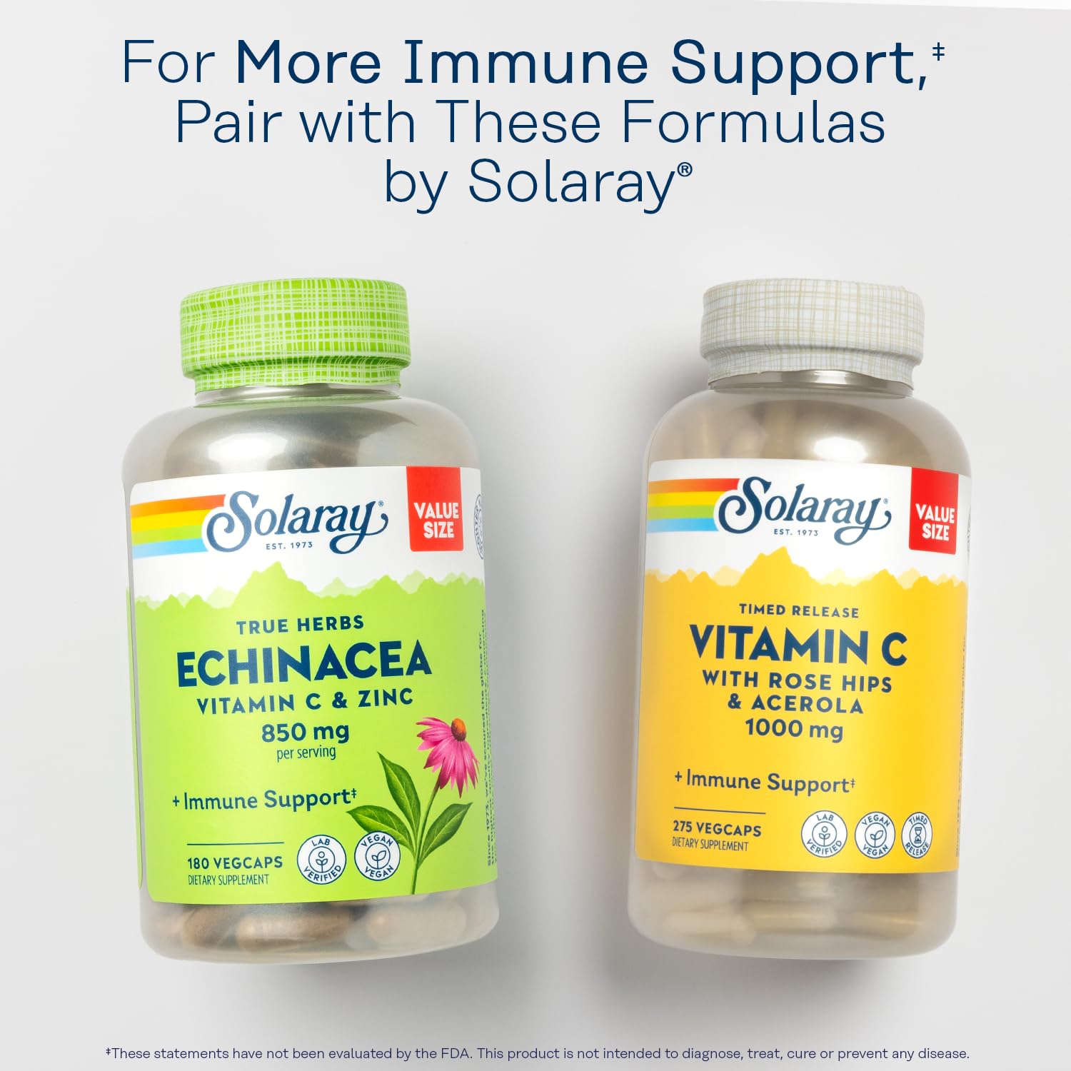 SOLARAY L-Lysine 1000 mg – Free-Form Immune Support with Vitamin C 1000 mg & Zinc 25 mg | 60 Servings, 180 Tablets