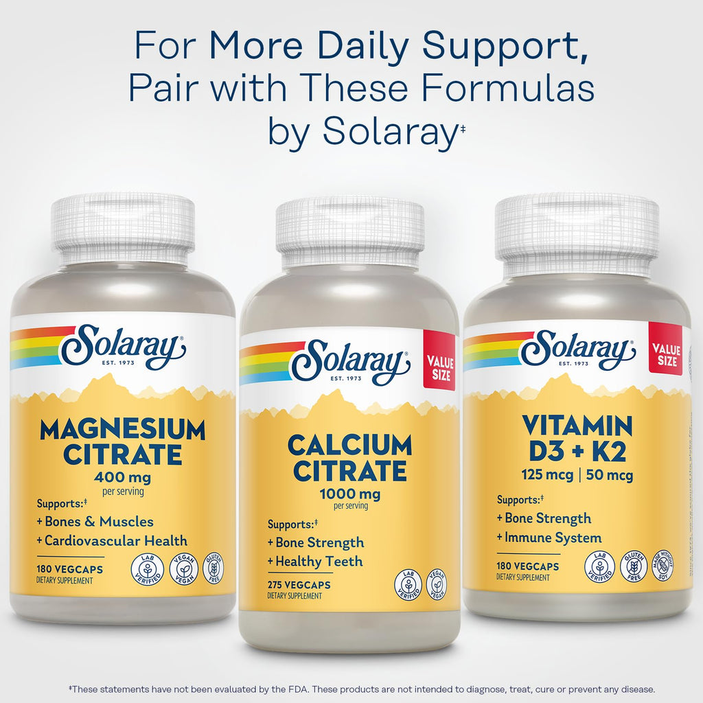 Solaray Magnesium Citrate 400mg - Bone, Heart & Muscle Support | Vegan & Gluten Free