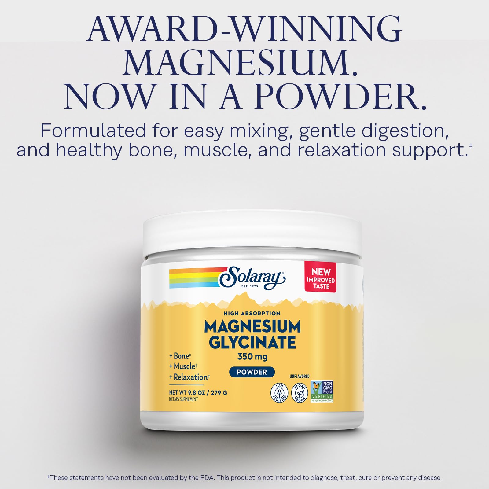 Solaray Magnesium Glycinate Powder 350 mg – Unflavored, Vegan Magnesium Supplement (6 oz, 50 Servings) for Bone, Muscle & Relaxation