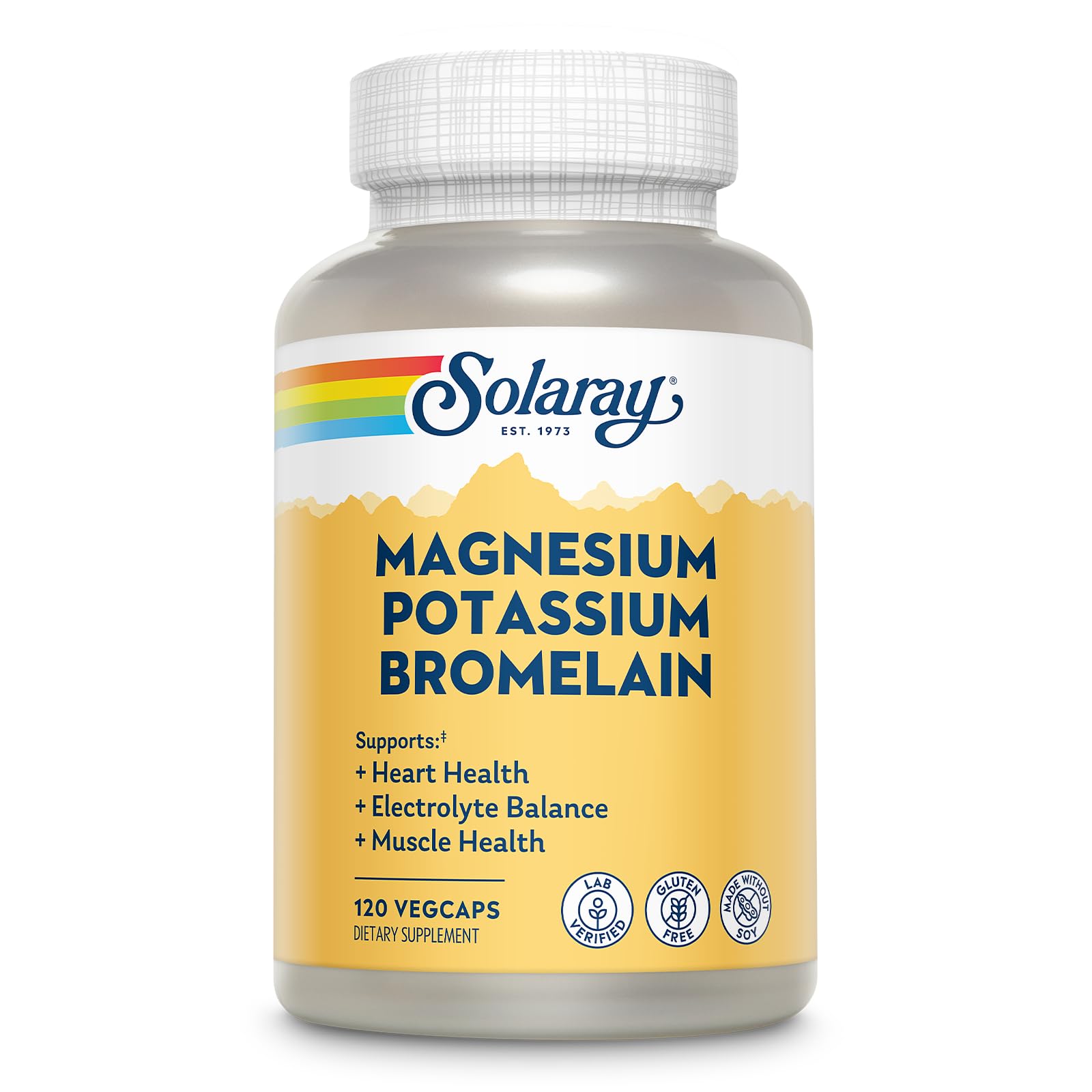 Solaray Magnesium & Potassium Asporotates with Bromelain – Bone & Muscle Support, Vegan, 60 Servings, 120 VegCaps
