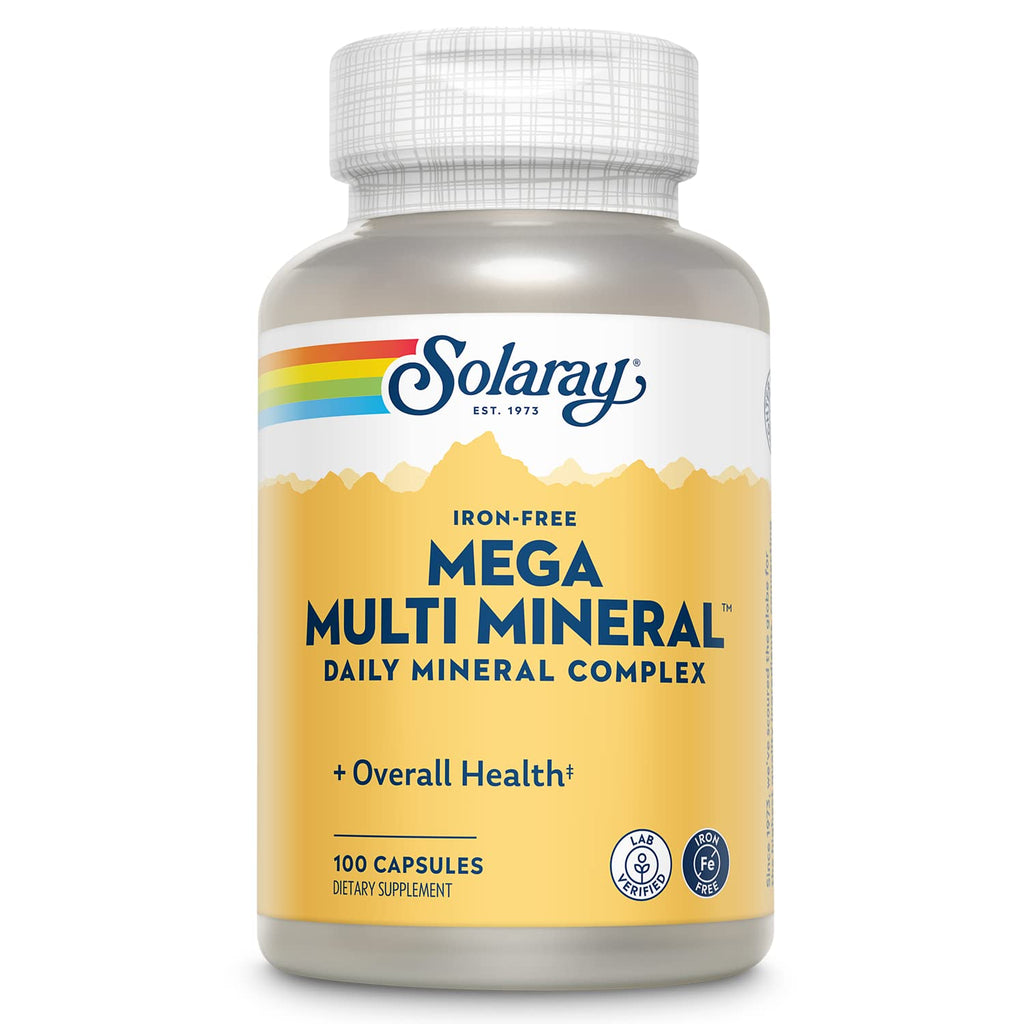 SOLARAY Mega Multi Mineral – Iron-Free Daily Mineral Supplement with Trace Minerals | 60-Day Guarantee | 25 Serv