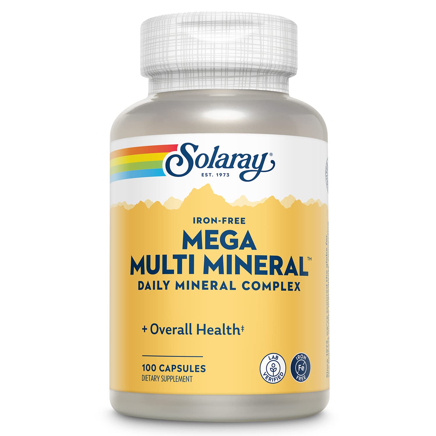 SOLARAY Mega Multi Mineral – Iron-Free Daily Mineral Supplement with Trace Minerals | 60-Day Guarantee | 25 Serv