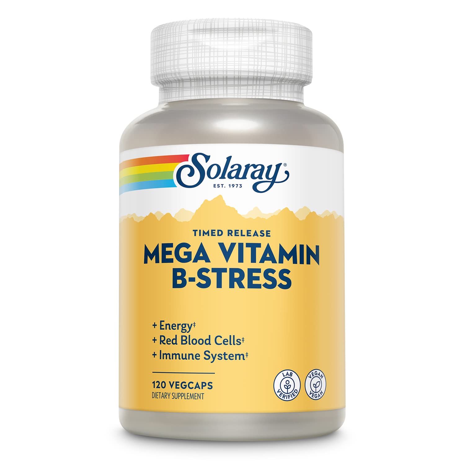 SOLARAY Mega Vitamin B-Stress – Timed-Release B-Complex + 1000 mg Vitamin C