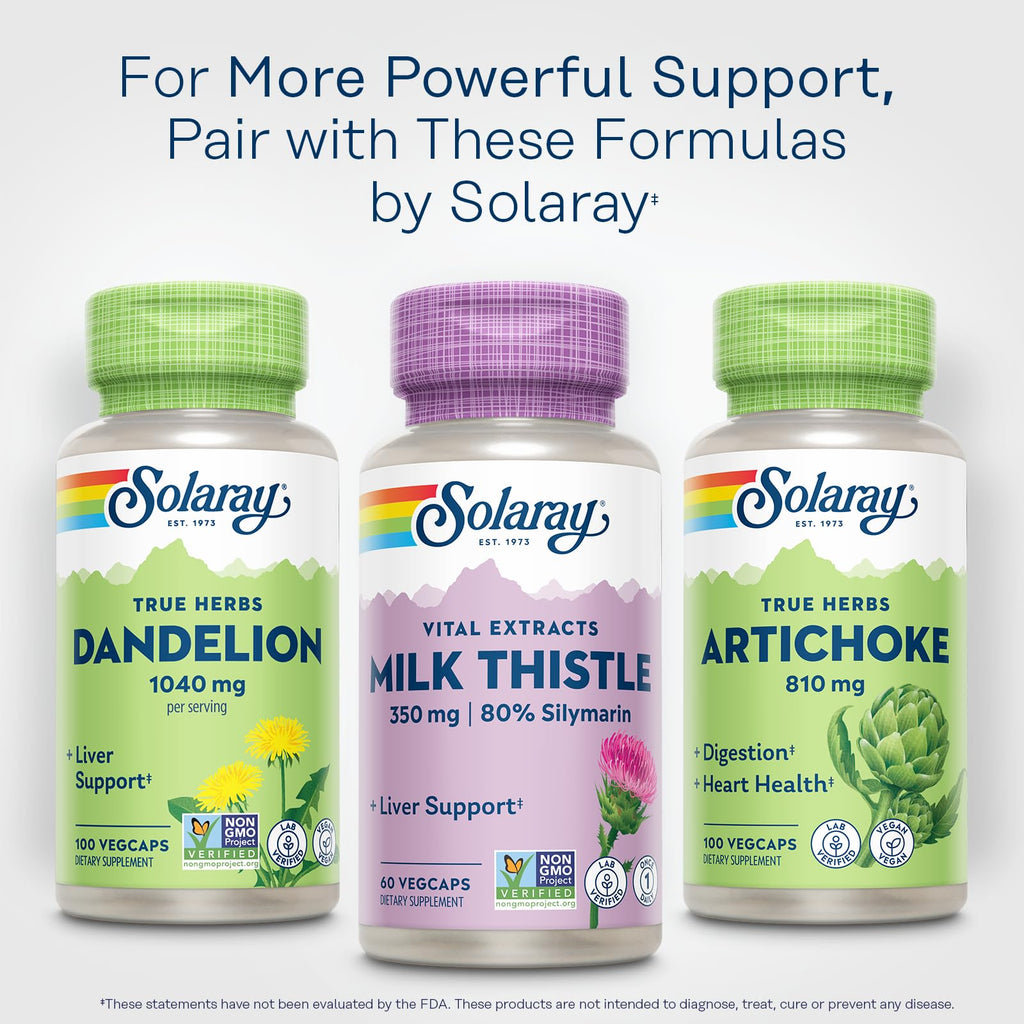 SOLARAY Milk Thistle Seed Extract 350 mg – 80% Silymarin | Vegan Liver Support, 60 VegCaps
