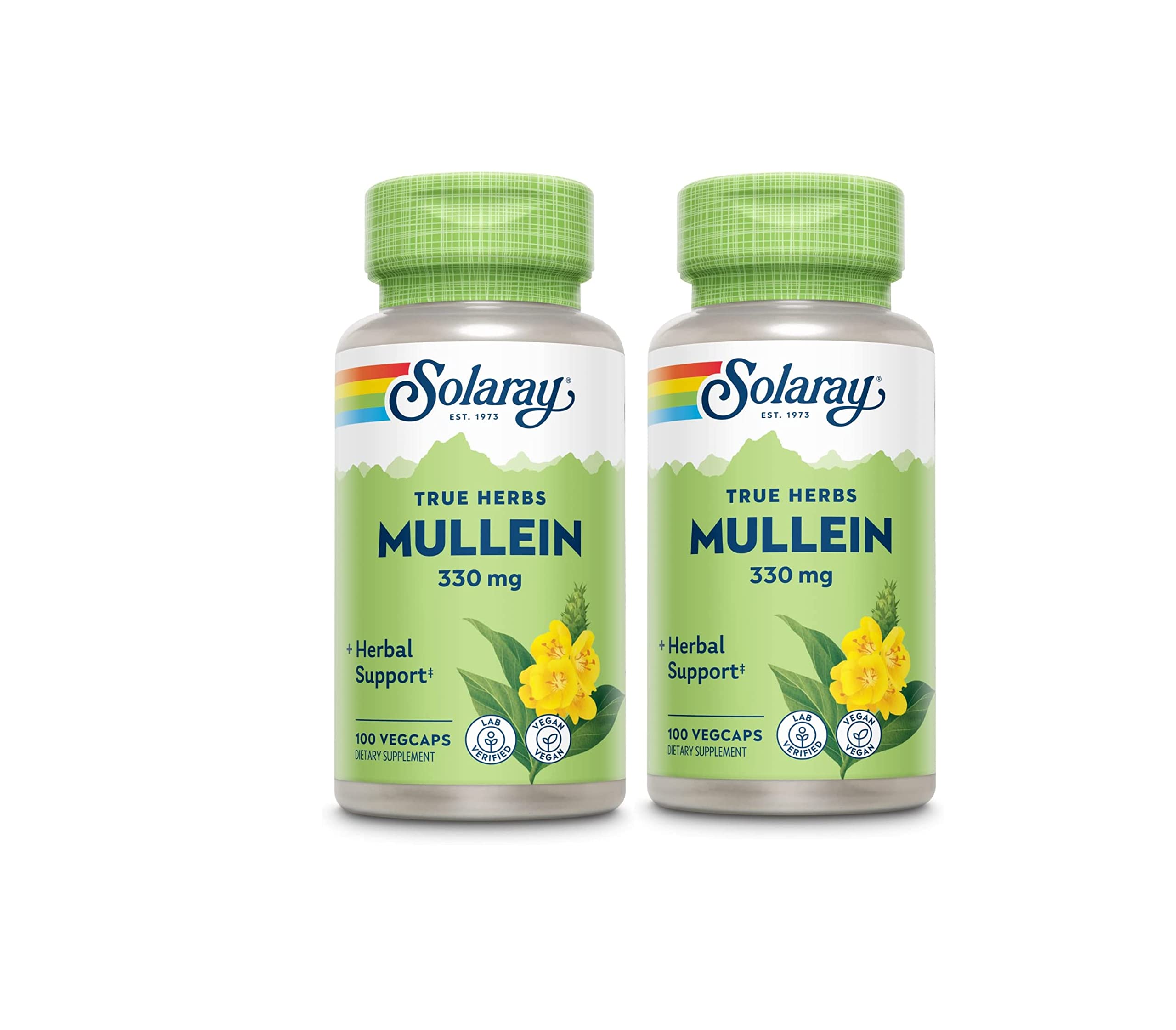 SOLARAY Mullein Leaf 330mg – Respiratory Support, Vegan, 100 Servings (Pack of 2)