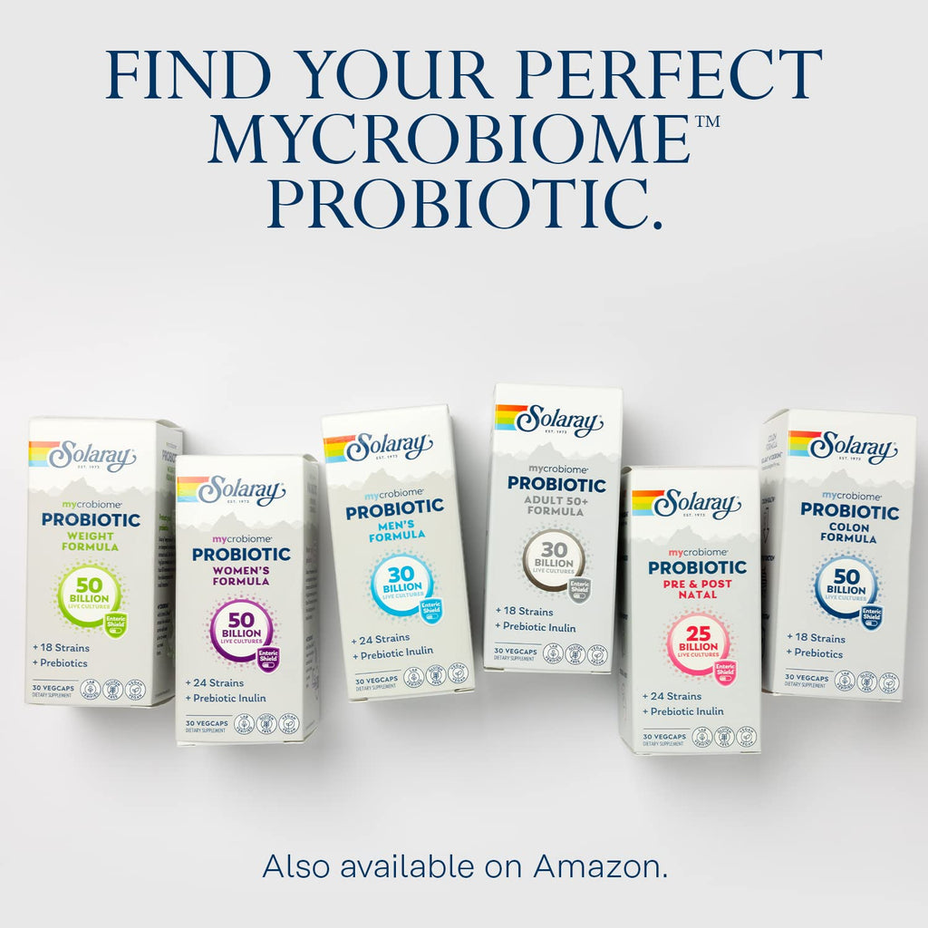 SOLARAY Mycrobiome Probiotic Adult 50+ Formula | 30B CFU, 18 Strains, 30 Servings, VegCaps