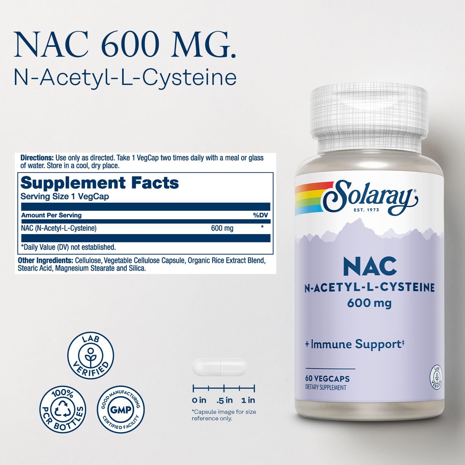 SOLARAY NAC 600 mg – N-Acetyl Cysteine for Immune Support