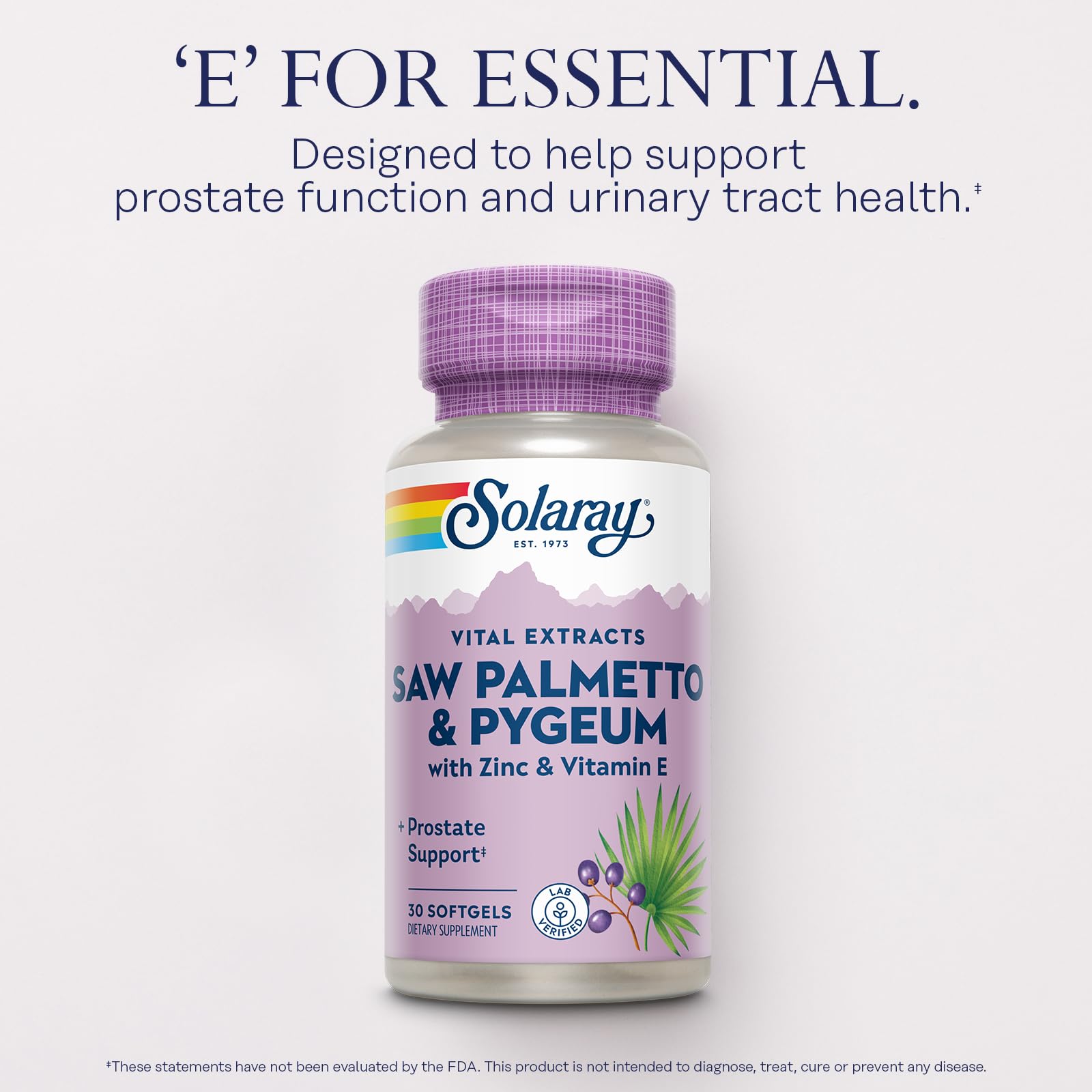SOLARAY Saw Palmetto & Pygeum – Prostate Support for Men, 30 Softgels | 60-Day Guarantee