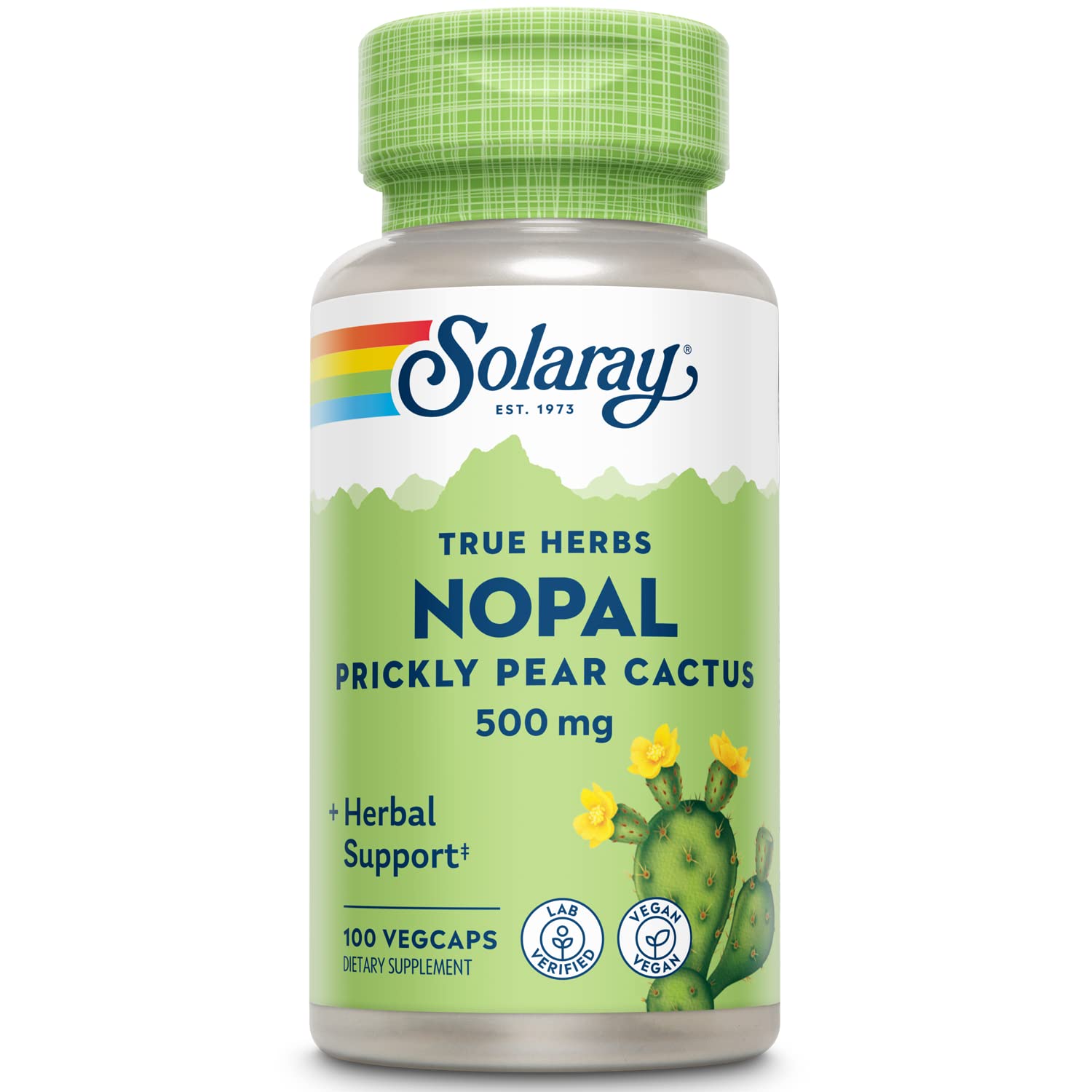 Solaray Nopal Prickly Pear Cactus 500 mg | Vegan Capsule with Fiber & Antioxidants | 100 Servings
