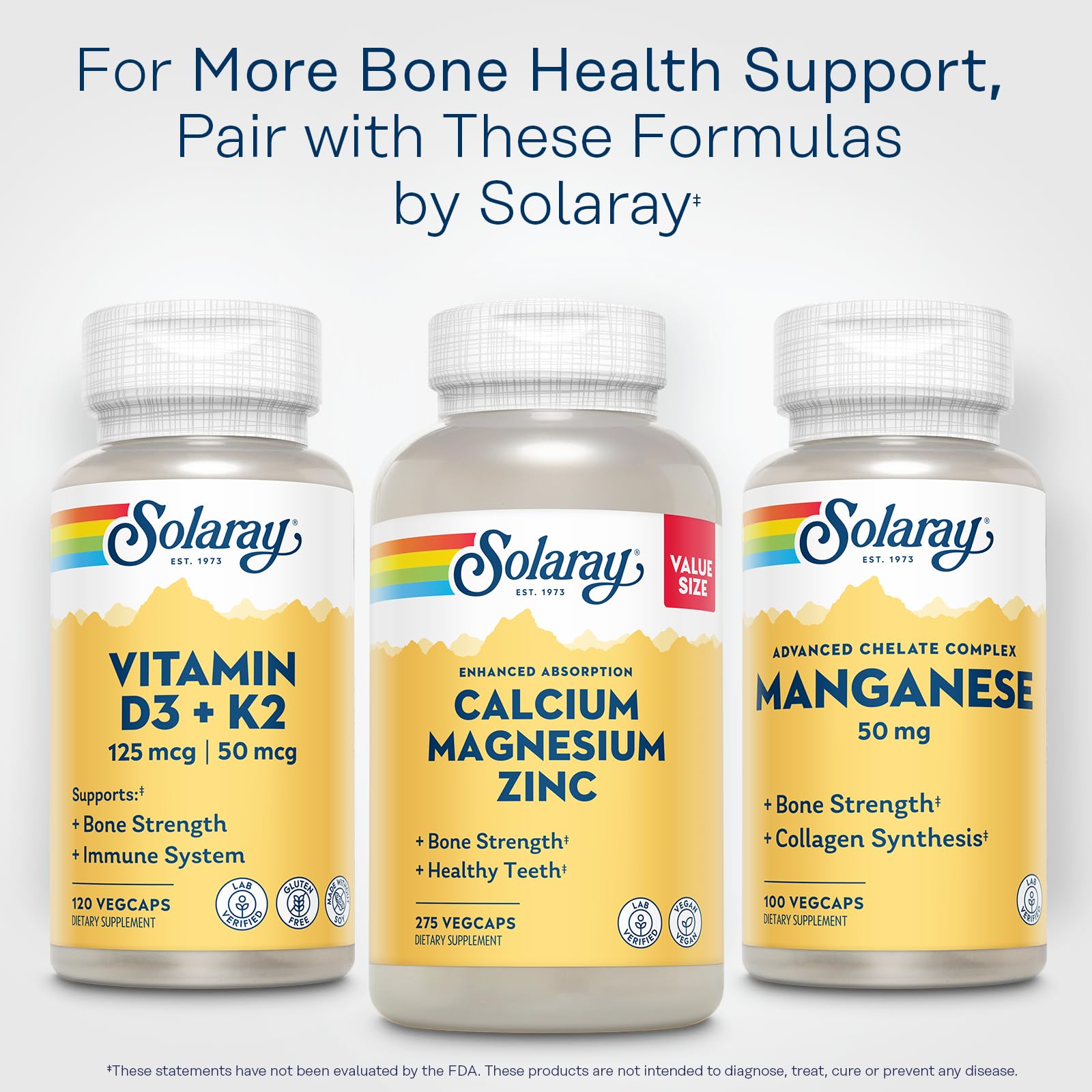 SOLARAY Manganese 50 mg - Bone Health & Strength | Lab Verified