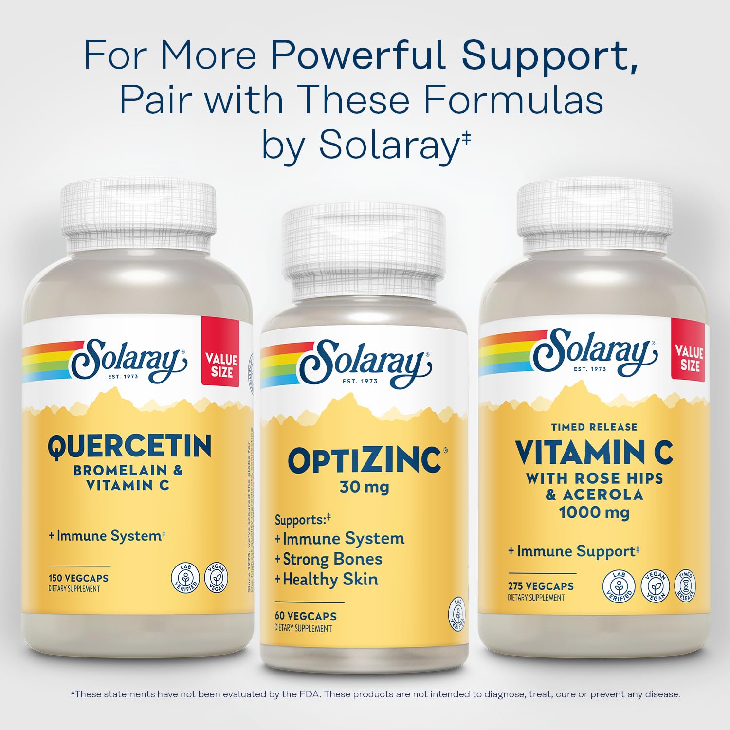 SOLARAY OptiZinc 30mg Immune Support - Zinc with Vitamin B6 | High Absorption | 60 VegCaps