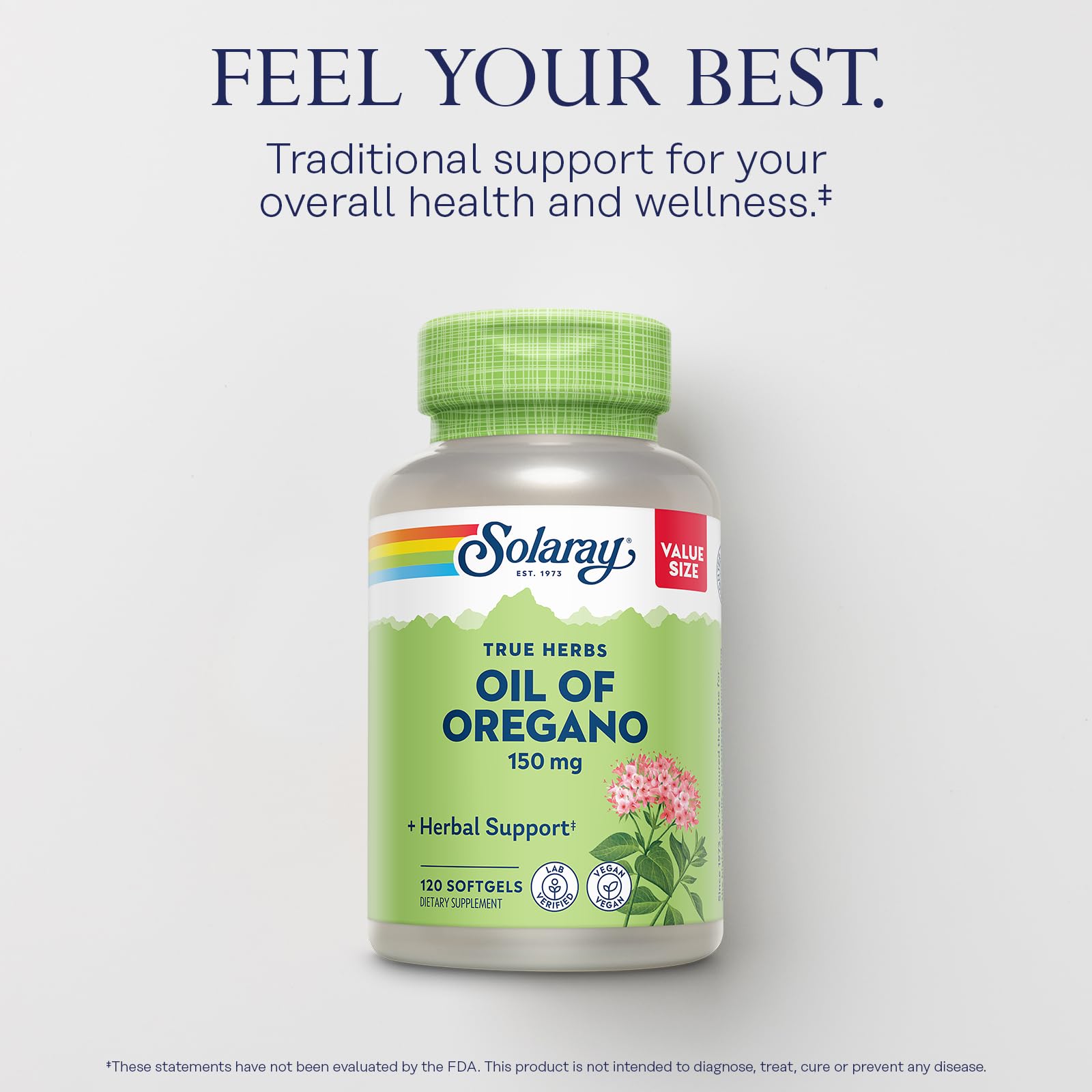 SOLARAY Oil of Oregano Softgels 150 mg - Vegan, 120 Servings