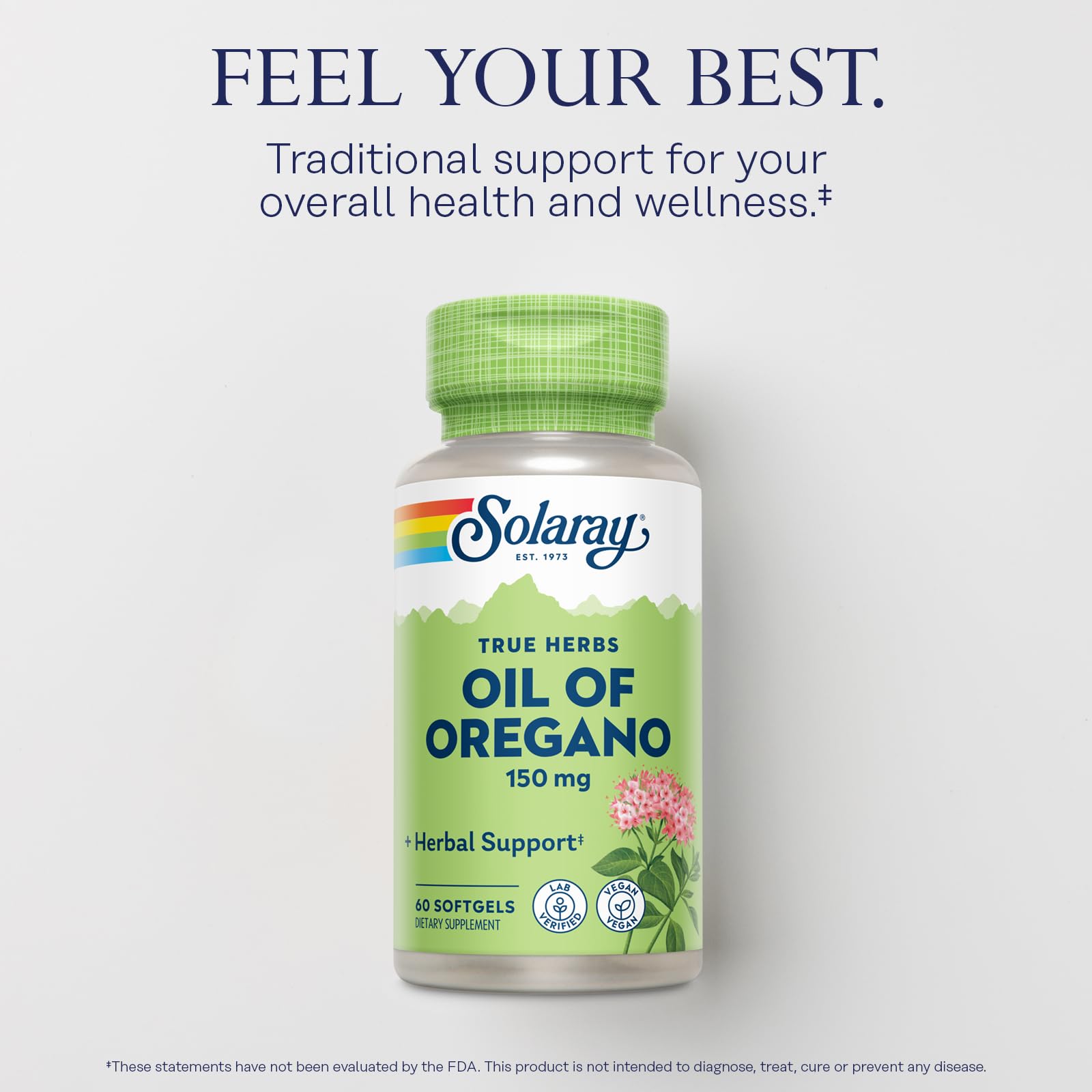 Solaray Oil of Oregano Softgels 150 mg | Oregano Oil Supplement for Wellness – Vegan, Extra Virgin Olive Oil Base