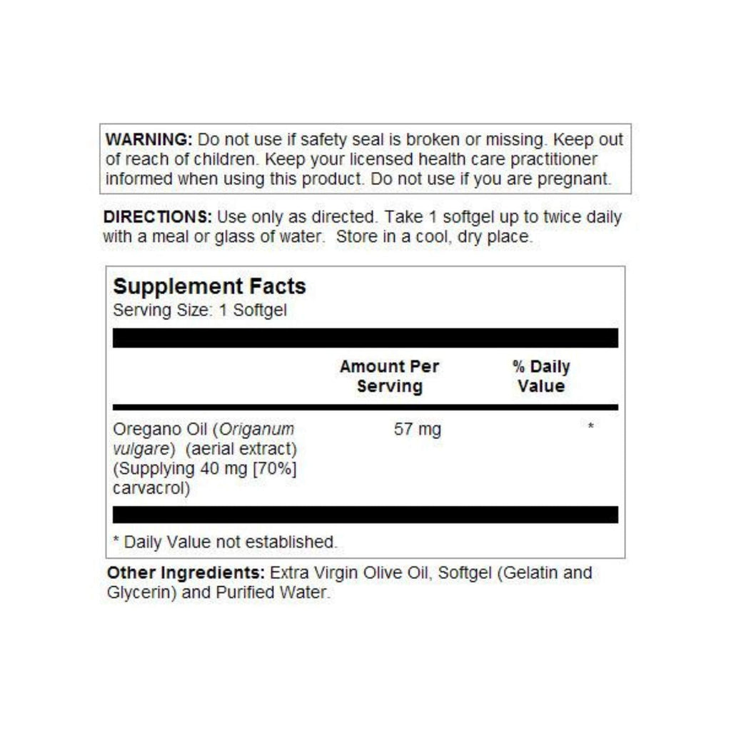 SOLARAY Oregano Oil 57 mg Softgels – Oil of Oregano with 70% Carvacrol