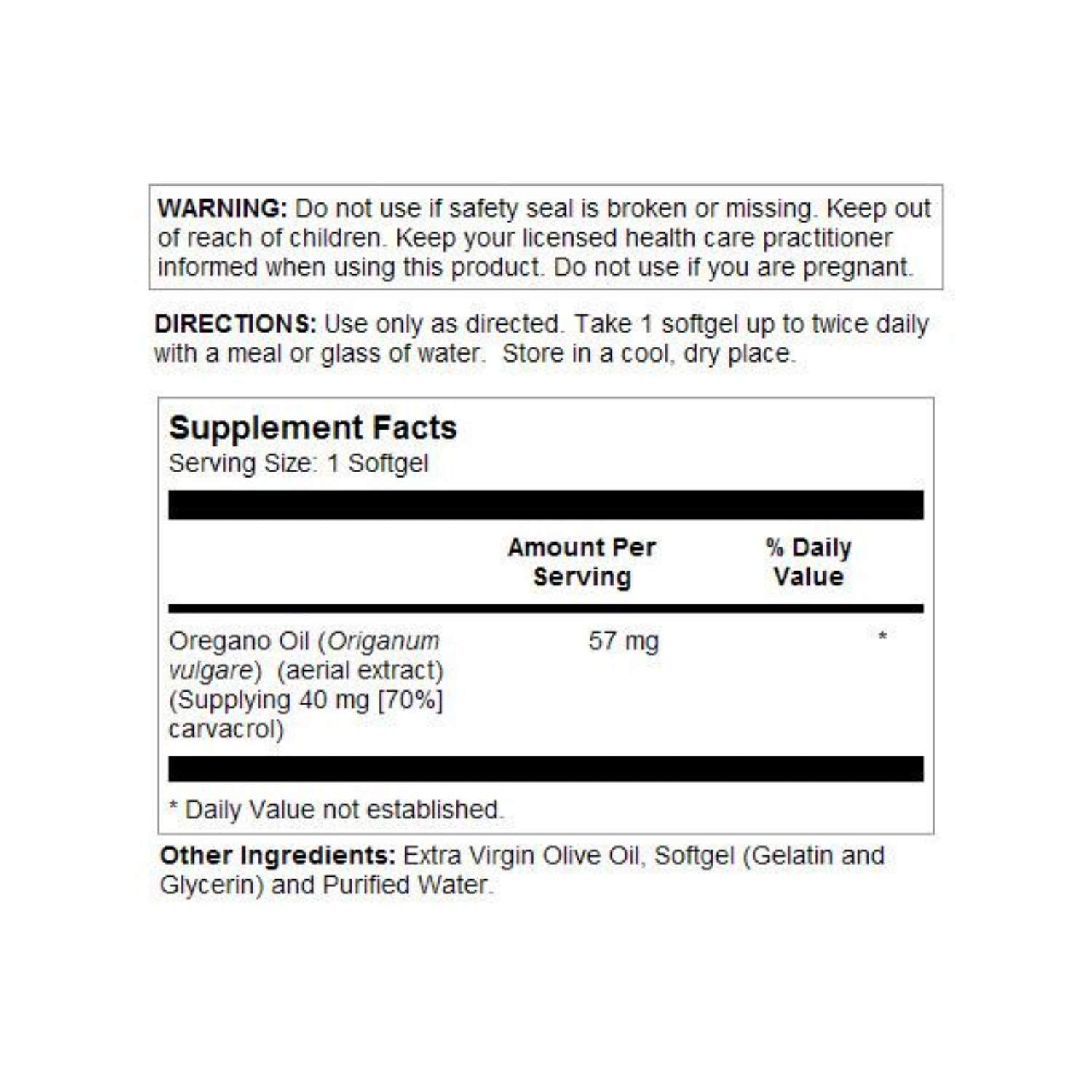 SOLARAY Oregano Oil 57 mg Softgels – Oil of Oregano with 70% Carvacrol