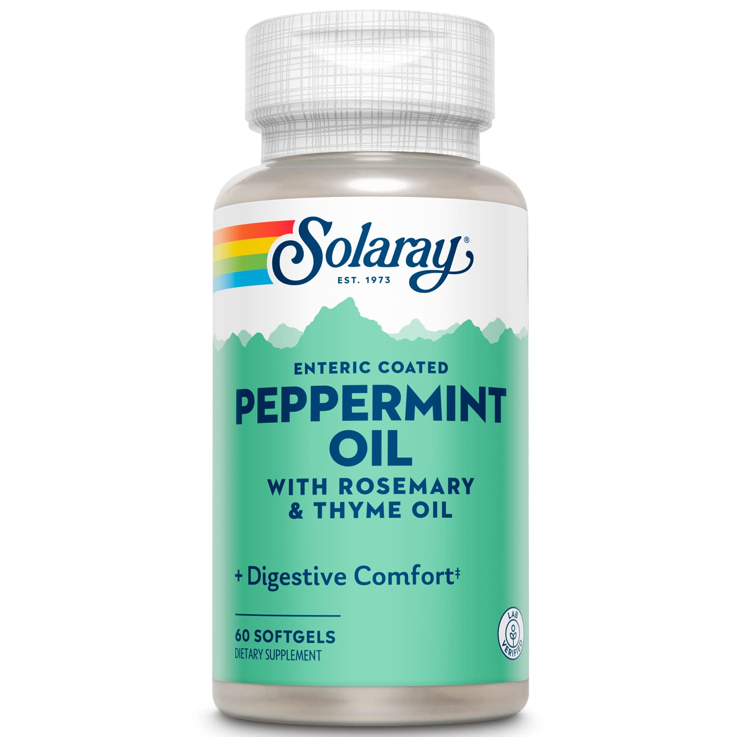 Solaray Peppermint Oil Enteric Coated with Rosemary & Thyme | Digestion Support | 60 Softgels